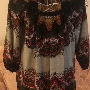 Beautiful Nicole Miller mixed print blouse